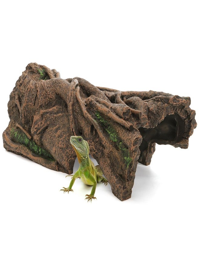 Jowgut Aquarium Resin Bark, Large Hollow Tree Trunk Ornament, Bettas House Cave Terrarium Decor for Lizard, Snake, Reptile, Fish, Amphibians - Image 1